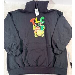 TLC Graphic Hoodie Chilli T-Boz Left Eye Black Pullover Size L NWT Retro Style
